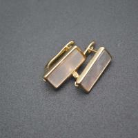 Brass Lever Back Earring Component with Pearl Oyster Rectangle plated DIY nickel lead & cadmium free Sold By PC