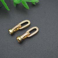 Brass Hook and Eye Clasp gold color plated DIY & micro pave cubic zirconia nickel lead & cadmium free Sold By PC