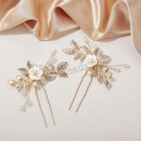 Hair Stick Iron with Crystal & Plastic Pearl fashion jewelry & for woman nickel lead & cadmium free Sold By Pair