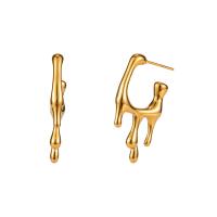 Stainless Steel Stud Earrings, 304 Stainless Steel, 18K gold plated, fashion jewelry & for woman, golden, 31.50x18.60mm, Sold By Pair