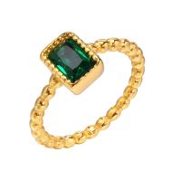 Zirkonia Edelstahl-Finger- Ring, 304 Edelstahl, verschiedene Größen vorhanden & Micro pave Zirkonia & für Frau, goldfarben, verkauft von PC