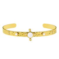 Stainless Steel Bangle 304 Stainless Steel with Howlite 18K gold plated fashion jewelry & for woman golden Sold By PC