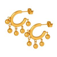 Titanium Steel  Earring, 18K gold plated, fashion jewelry & for woman, golden, 22x21mm, Sold By Pair