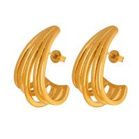 Titanium Steel  Earring, Vacuum Ion Plating, fashion jewelry & for woman, more colors for choice, 28x19mm, Sold By Pair
