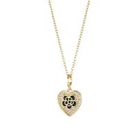 Stainless Steel Jewelry Necklace, 304 Stainless Steel, with 1.97inch extender chain, Heart, Vacuum Plating, micro pave cubic zirconia & for woman & enamel, golden, 23x14mm, Sold Per Approx 15.75 Inch Strand