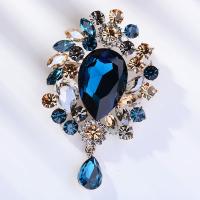 Tibetan Style Brooches, plated, fashion jewelry & micro pave cubic zirconia, more colors for choice, 46x75mm, Sold By PC