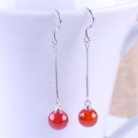 Brass Drop Earring with Agate silver color plated fashion jewelry & for woman nickel lead & cadmium free Sold By Pair