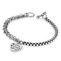 Brass Bracelet & Bangle, Heart, antique silver color plated, fashion jewelry & for woman, nickel, lead & cadmium free, 14mm, Length:Approx 17 cm, Sold By PC