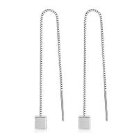 Brass Thread Through Earrings, Square, silver color plated, fashion jewelry & for woman, nickel, lead & cadmium free, 3x110mm, Sold By Pair