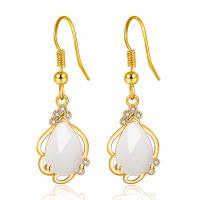 Brass Drop Earring gold color plated fashion jewelry & for woman white nickel lead & cadmium free Sold By Pair