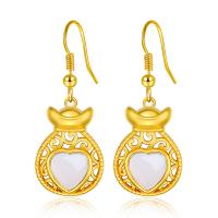 Brass Drop Earring gold color plated fashion jewelry & for woman white nickel lead & cadmium free Sold By Pair