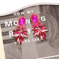 Zinc Alloy Stud Earring plated fashion jewelry & for woman & with rhinestone Sold By Pair