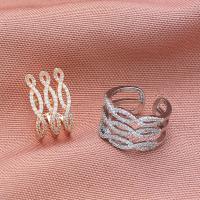 Brass Finger Ring with Cubic Zirconia fashion jewelry & multilayer & for woman nickel lead & cadmium free 16mm Sold By PC