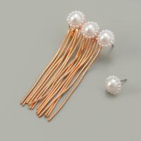 Zinklegierung Ohrstecker, mit Kunststoff Perlen, plattiert, Modeschmuck & für Frau, Goldfarbe, frei von Nickel, Blei & Kadmium, 75x33mm, verkauft von Paar