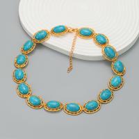 Tibetan Style Jewelry Necklace, with turquoise, with 7.9cm extender chain, fashion jewelry & for woman, cyan, nickel, lead & cadmium free, Length:Approx 44.1 cm, Sold By PC