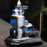 Backflow Incense Burner, Porcelain, handmade, for home and office & durable & multifunctional, 150x140x140mm, Sold By PC