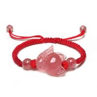 Strawberry Quartz Bracelet, with Polyester Cord, Fox, different styles for choice & for woman, Length:Approx 7-10 Inch, Sold By PC