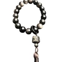 Silver Obsidian Bracelet Animal Unisex Length Approx 10 Inch Sold By PC