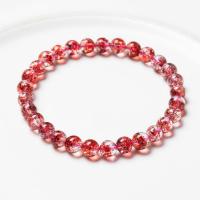 Strawberry Quartz Bracelet Round folk style & Unisex Length Approx 7-10 Inch Sold By PC
