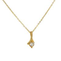 304 Stainless Steel Necklace, 18K gold plated, oval chain & micro pave cubic zirconia & for woman & with rhinestone, more colors for choice, Length:Approx 17.7 Inch, Sold By PC