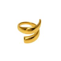 Aço inoxidável 304 Cuff Ring Finger, 18K banhado a ouro, joias de moda & para mulher, 22x19mm, tamanho:7, vendido por PC