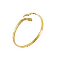 Acier inoxydable 304 bracelet manchette, serpent, Plaqué or 18K, bijoux de mode & réglable & pour femme, 4mm, Diamètre intérieur:Environ 63mm, Vendu par PC