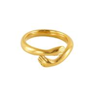 304 Stainless Steel Cuff Finger Ring, Hand, 18K gold plated, fashion jewelry & for woman, 9mm, US Ring Size:7, Sold By PC