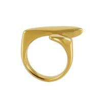 Aço inoxidável 304 Cuff Ring Finger, Padrão Geométrico, 18K banhado a ouro, joias de moda & para mulher, 24x21mm, tamanho:7, vendido por PC