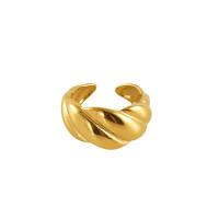 Aço inoxidável 304 Cuff Ring Finger, 18K banhado a ouro, joias de moda & ajustável & para mulher, 23x22mm, tamanho:7, vendido por PC