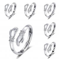 Brass Finger Ring silver color plated fashion jewelry & for woman & with rhinestone nickel lead & cadmium free 17mm Sold By PC
