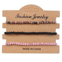 Gemstone Bracelets, Natural Stone, with Seedbead & Wax Cord, handmade, three pieces & fashion jewelry & Unisex, more colors for choice, nickel, lead & cadmium free, Length:Approx 18 cm, Sold By Set
