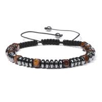 Wood Bracelets with Wax Cord & Hematite handmade Adjustable & fashion jewelry & Unisex Length Approx 18 cm Sold By PC