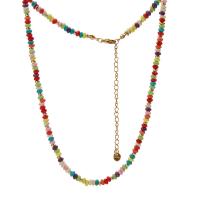 Titanium Steel Necklace, with Natural Stone, with 8cm extender chain, handmade, fashion jewelry & for woman, multi-colored, Sold Per 40 cm Strand