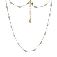 Collier d'acier titane, avec Cristal naturel, avec 8cm chaînes de rallonge, fait à la main, bijoux de mode & pour femme, multicolore, Vendu par 40 cm brin