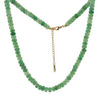 Colar de aço titânio, Partículas de aço, with quartzo verde, with 5cm extender chain, feito à mão, joias de moda & para mulher, verde, vendido para 38 cm Strand