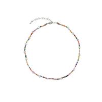 Glasperlen -Halsketten-, Seedbead, mit Titanstahl & Kunststoff Perlen, mit Verlängerungskettchen von 8cm, handgemacht, Modeschmuck & für Frau, farbenfroh, verkauft per 38 cm Strang