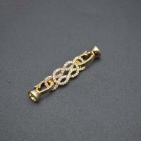 Brass Hook and Eye Clasp gold color plated DIY & micro pave cubic zirconia nickel lead & cadmium free Sold By PC