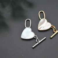 Brass Toggle Clasp with Shell Heart plated DIY nickel lead & cadmium free Sold By PC