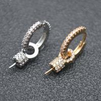 Brass Lever Back Earring Component, Donut, plated, DIY & micro pave cubic zirconia, more colors for choice, nickel, lead & cadmium free, 14x20mm, Sold By PC