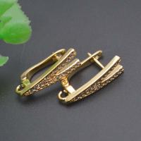 Brass Lever Back Earring Component Letter V plated DIY & micro pave cubic zirconia nickel lead & cadmium free Sold By PC