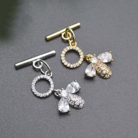 Brass Toggle Clasp Bee plated DIY & micro pave cubic zirconia nickel lead & cadmium free Sold By PC