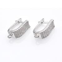 Brass Lever Back Earring Component platinum plated DIY & micro pave cubic zirconia nickel lead & cadmium free Sold By Bag