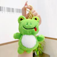 Fur Ball Pom Pom Keychain, Tibetan Style, with Plush, Frog, cute & multifunctional, more colors for choice, nickel, lead & cadmium free, 72x48x123mm, Sold By PC