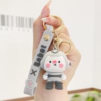 Tibetan Style Key Clasp, with Soft PVC, Pig, cute & multifunctional, more colors for choice, nickel, lead & cadmium free, Sold By PC