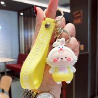 Tibetan Style Key Clasp, with Soft PVC, Rabbit, cute & multifunctional, more colors for choice, nickel, lead & cadmium free, Sold By PC