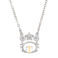 Brass Necklace with Moonstone Zodiac symbols jewelry & for woman & with rhinestone nickel lead & cadmium free Length Approx 20.07 Inch Sold By PC