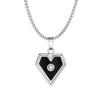 Stainless Steel Jewelry Necklace, 304 Stainless Steel, Heart, polished, different styles for choice & for man & with rhinestone, 20x24mm, Length:Approx 23.62 Inch, Sold By PC