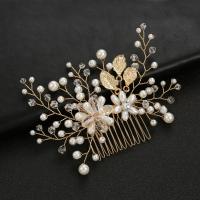 Dekoratives Haarkämmchen, Eisen, mit Kristall & Kunststoff Perlen, Modeschmuck & für Frau, keine, frei von Nickel, Blei & Kadmium, 135x80mm, verkauft von PC