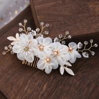 Decorative Hair Combs Zinc Alloy with Spun Silk & Crystal & Plastic Pearl fashion jewelry & for woman golden nickel lead & cadmium free Sold By PC