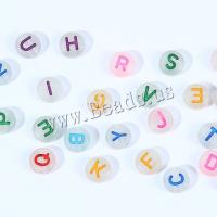 Acrylic Jewelry Beads, Flat Round, DIY & luminated & enamel, more colors for choice, 4x7mm, Sold By Bag